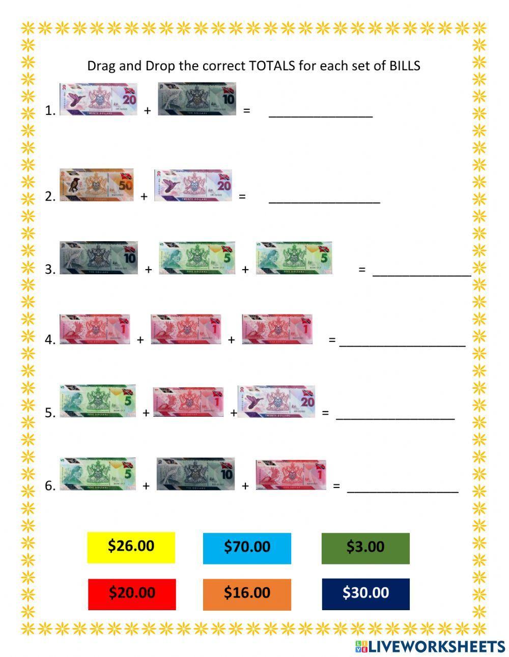 money worksheets trinidad