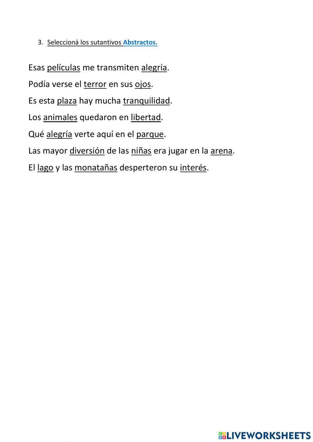 Sustantivos Concretos y Abstractos