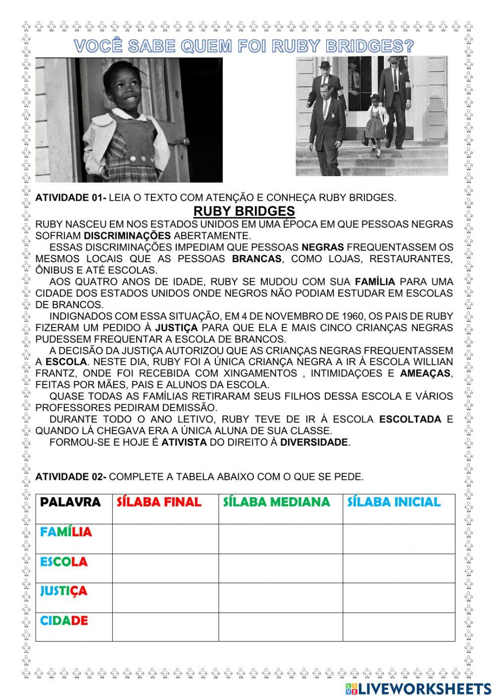 Atividade língua portuguesa 3º ano