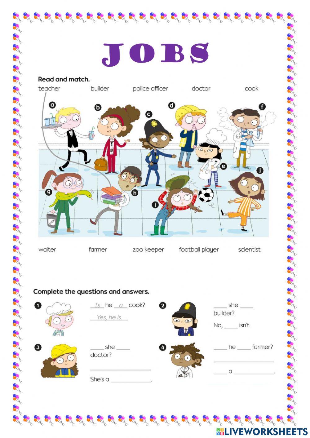 Jobs online exercise for KIDS 4 | Live Worksheets