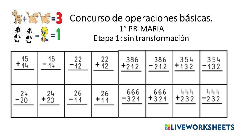 Sumas y restas primer grado