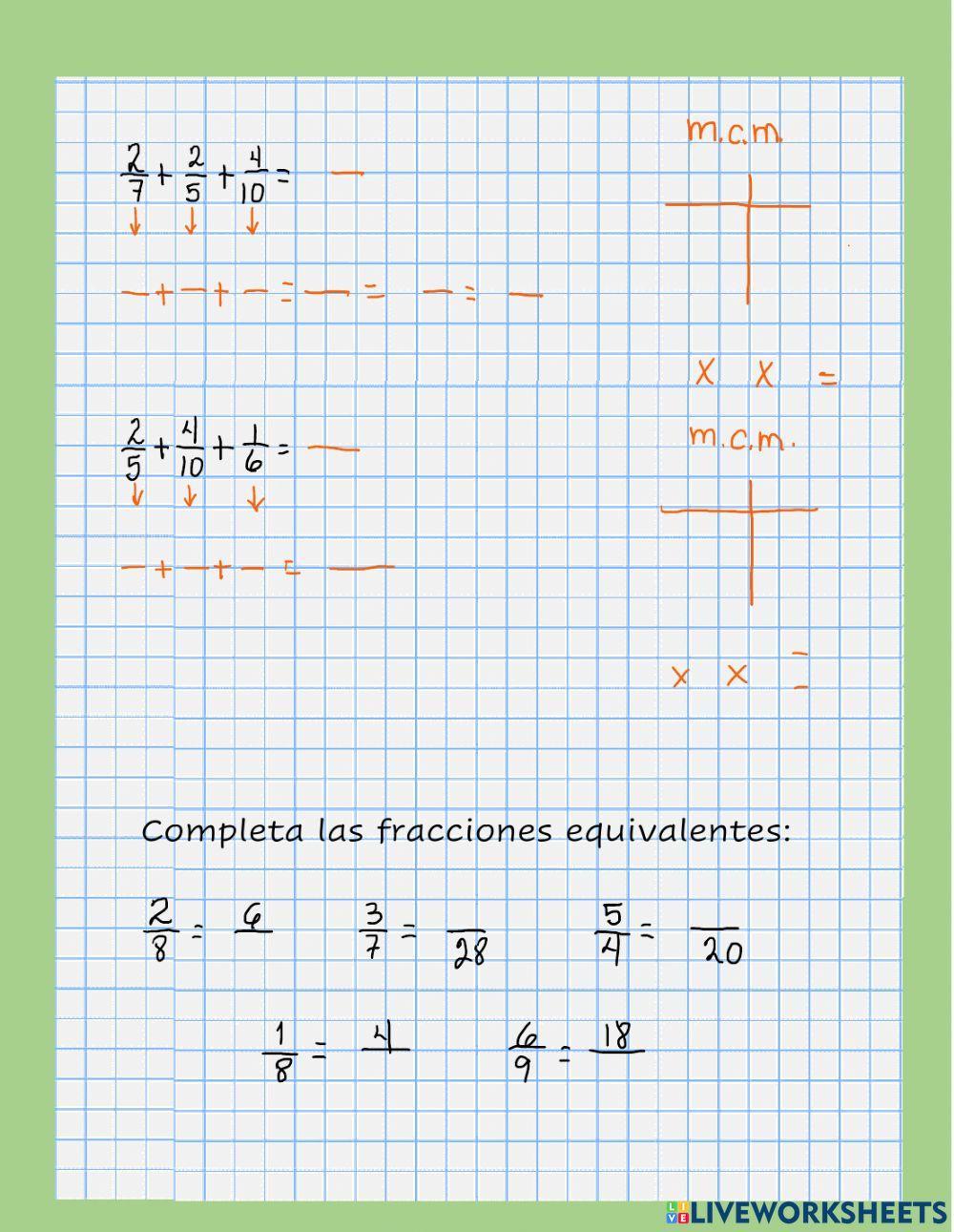 Suma de fracciones 2