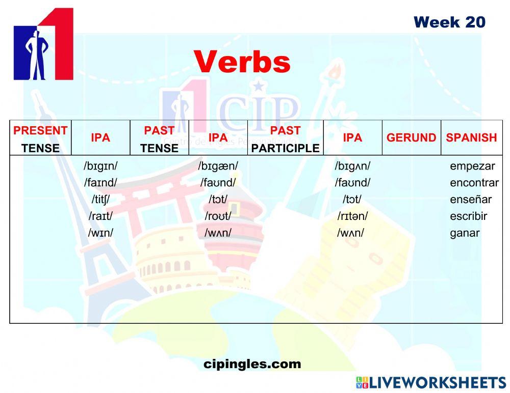 KIDS Verbs exam week 20