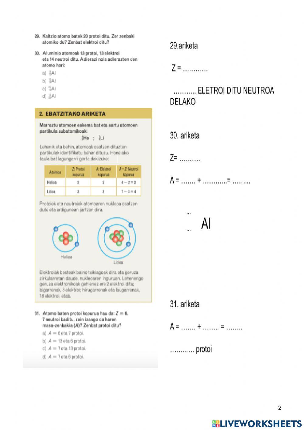 3.Atomoen ezaugarriak