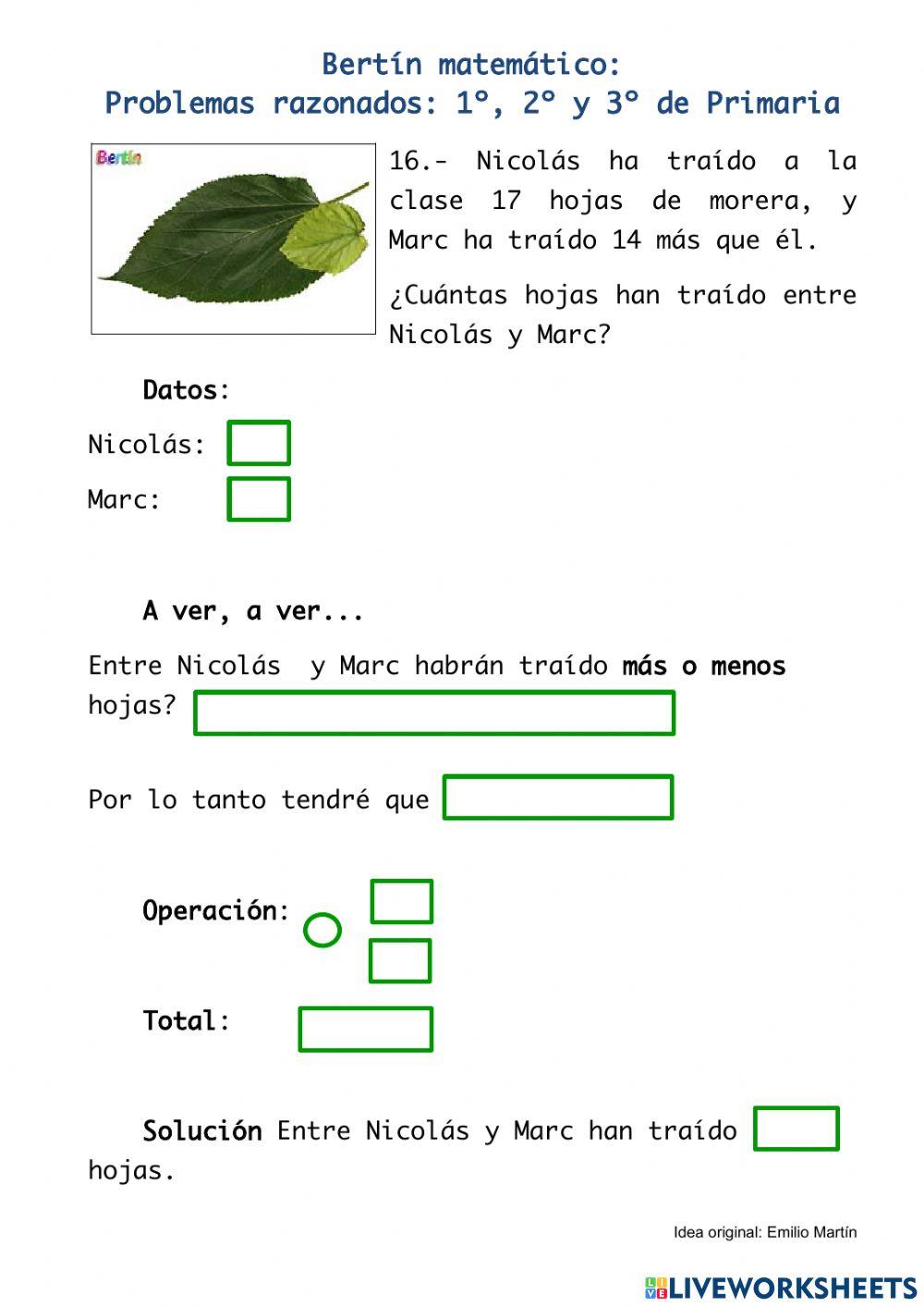 16- Problemas razonados de sumas y restas 16- Problemas razonados de sumas y restas