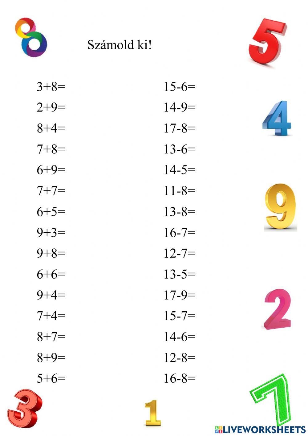 Összeadás, kivonás gyakorlása