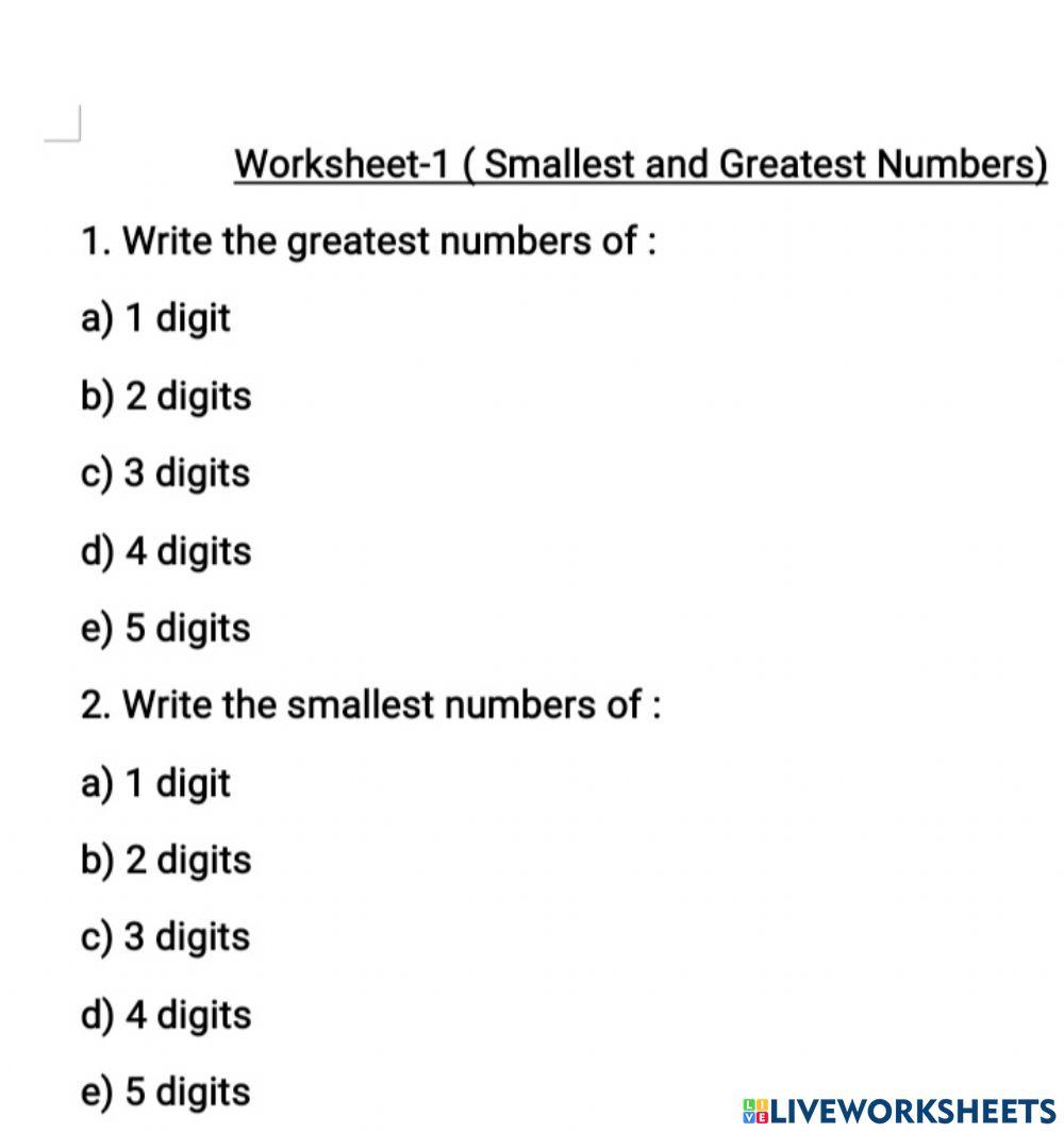 Creating Largest Or Smallest Numbers Worksheet Live 41 OFF Creating Largest Or Smallest Numbers Worksheet Live 41 OFF