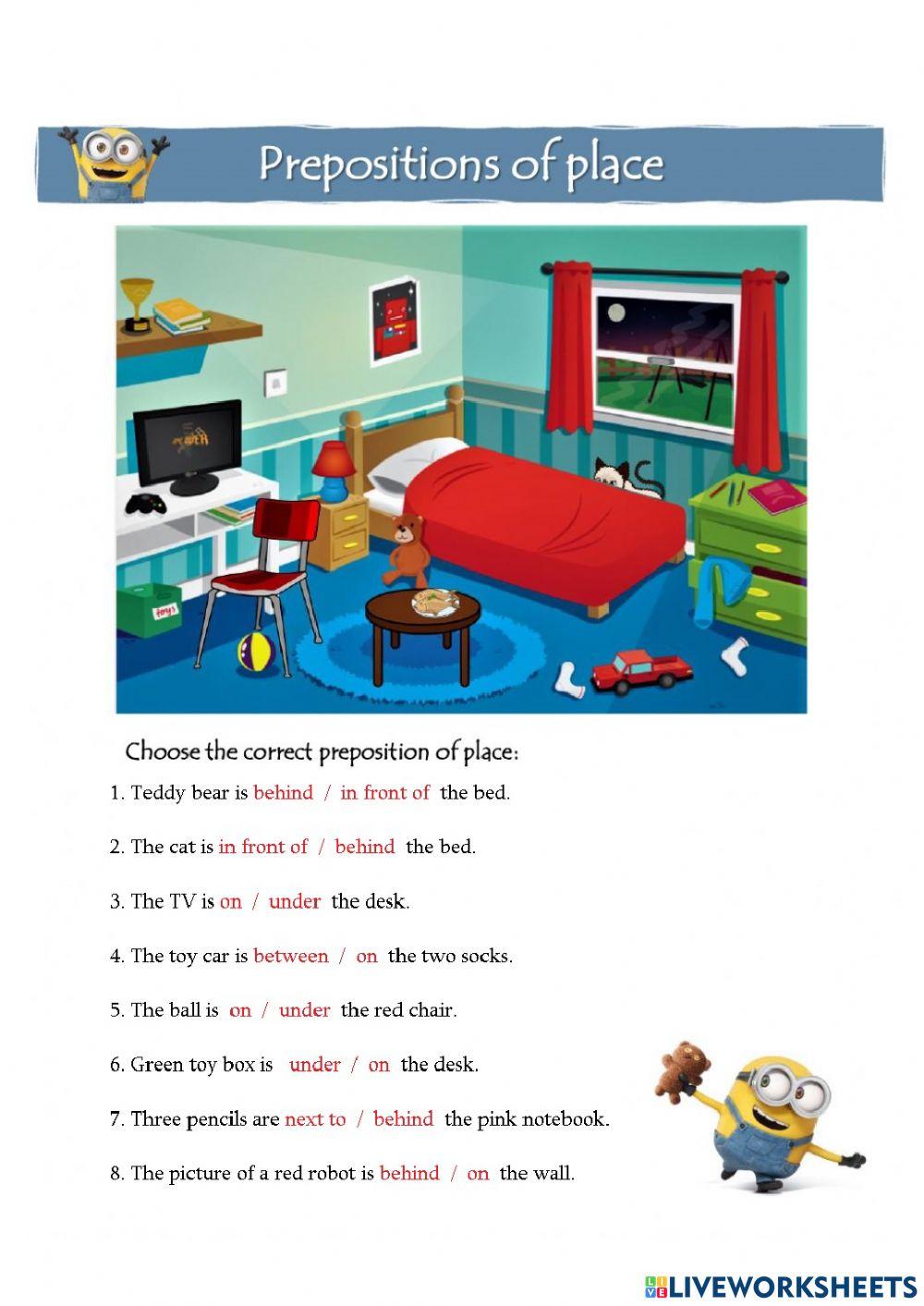 Prepositions of place online exercise for 6th grade Live Worksheets