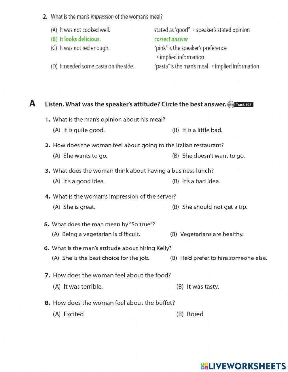 UNIT 14. EATING OUT. BUILDING TOEIC SKILLS. 