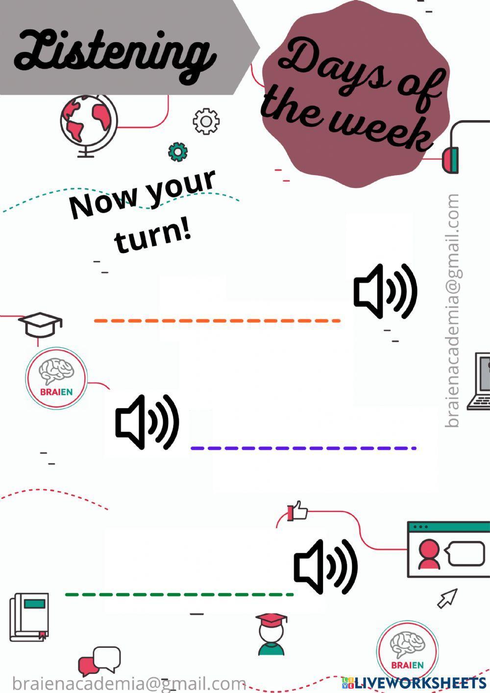 Days of the week. Listening