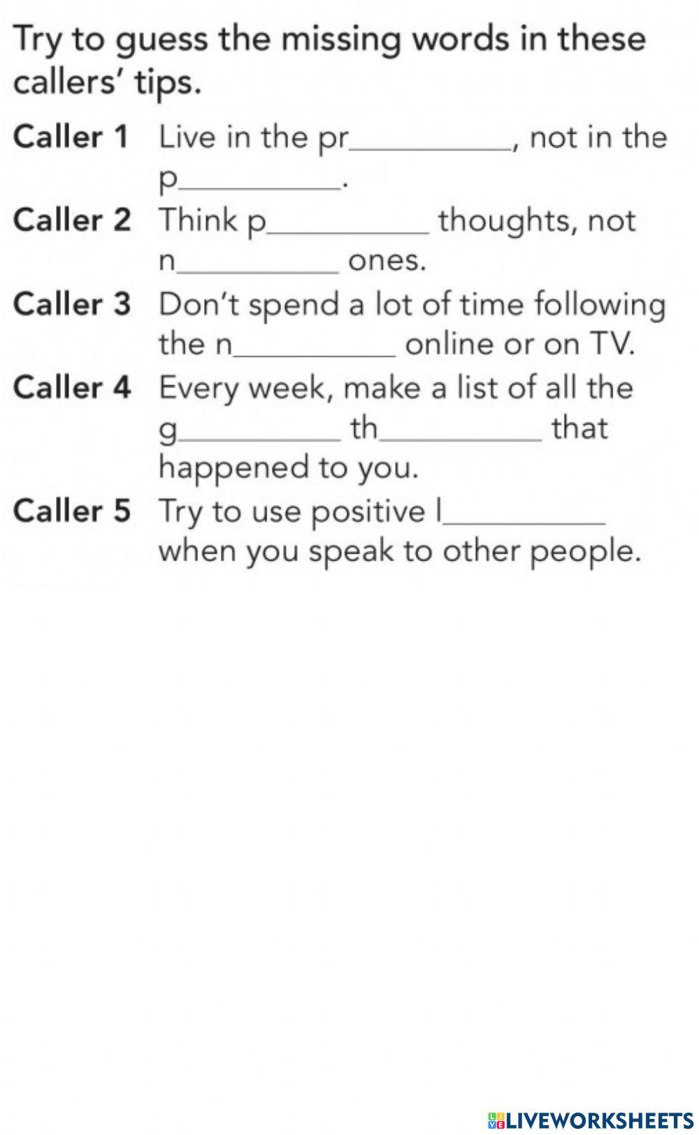 Guess the missing words