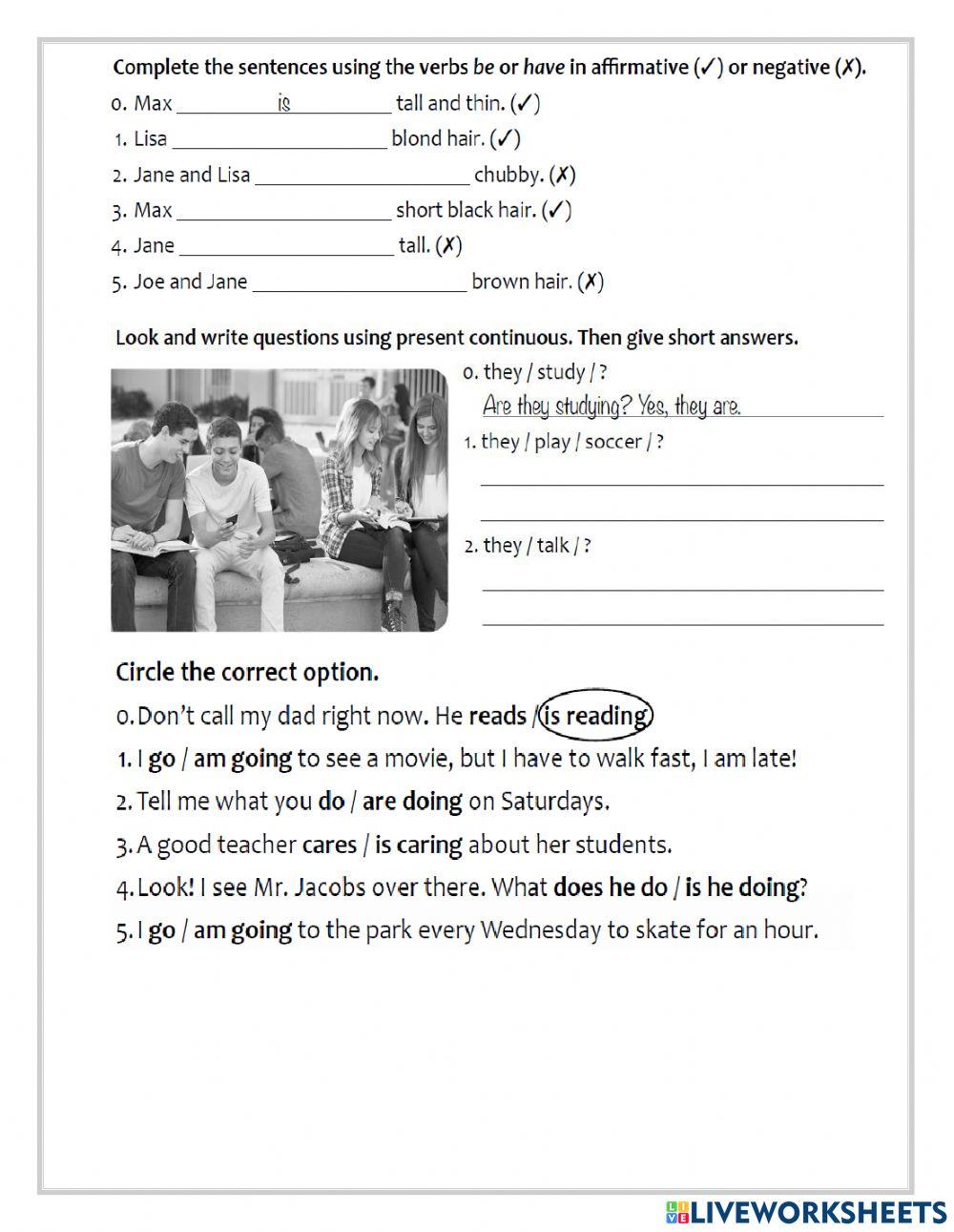 Present continuous and simple