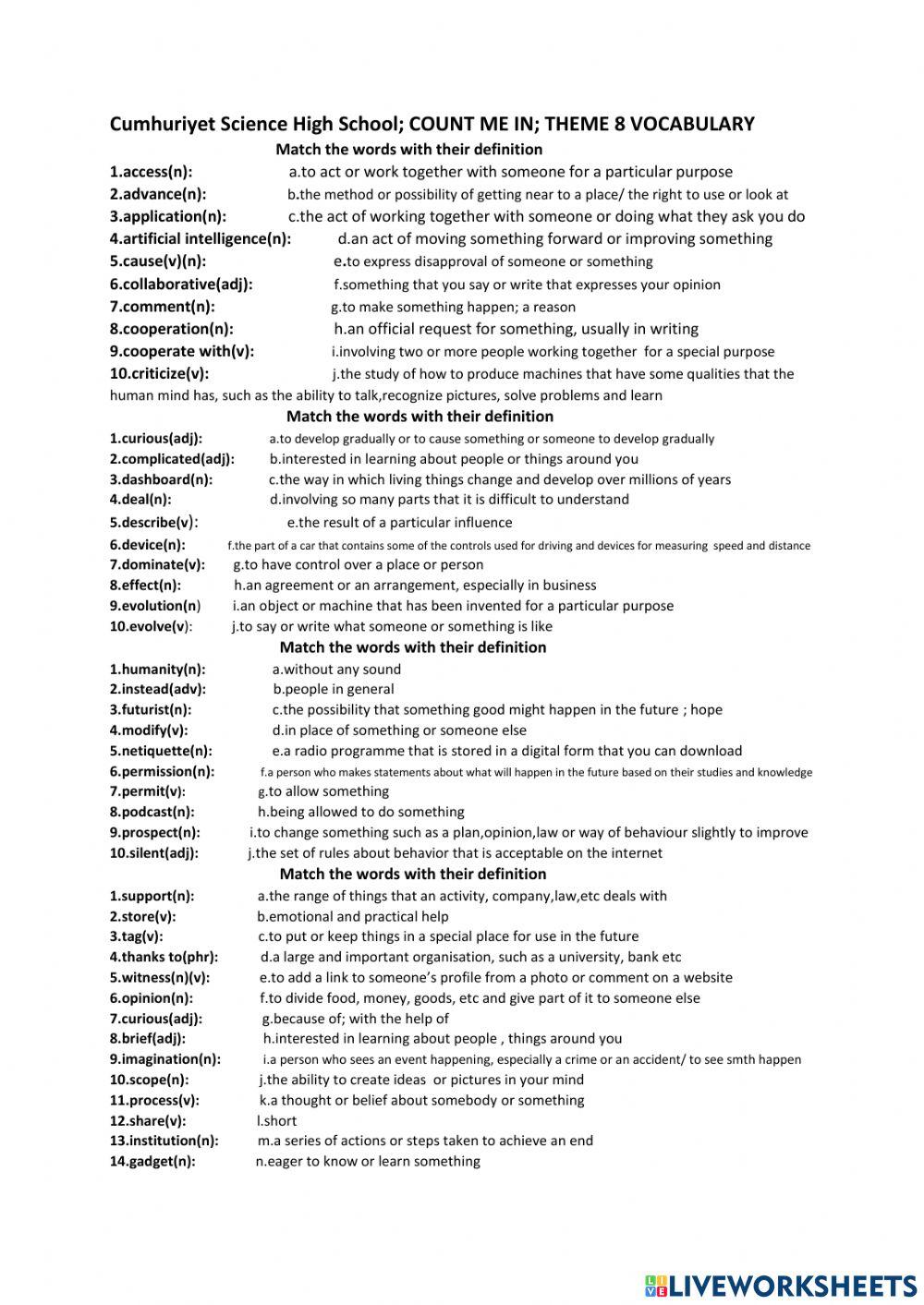 Count me in 8-VOCABULARY