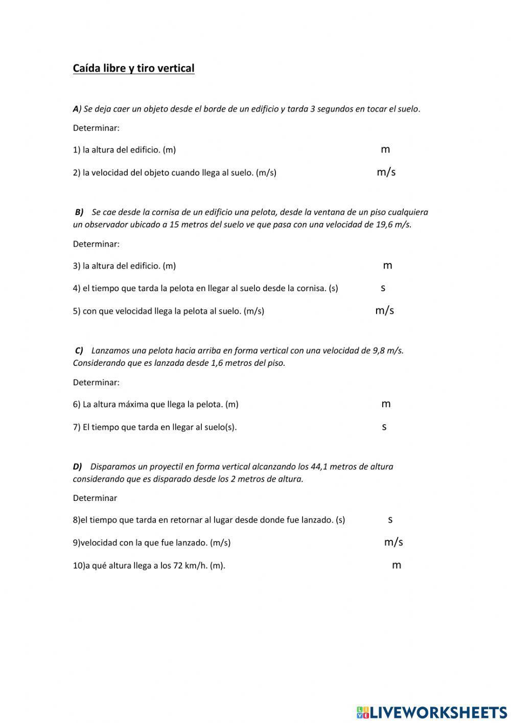 Caida libre y tiro vertical