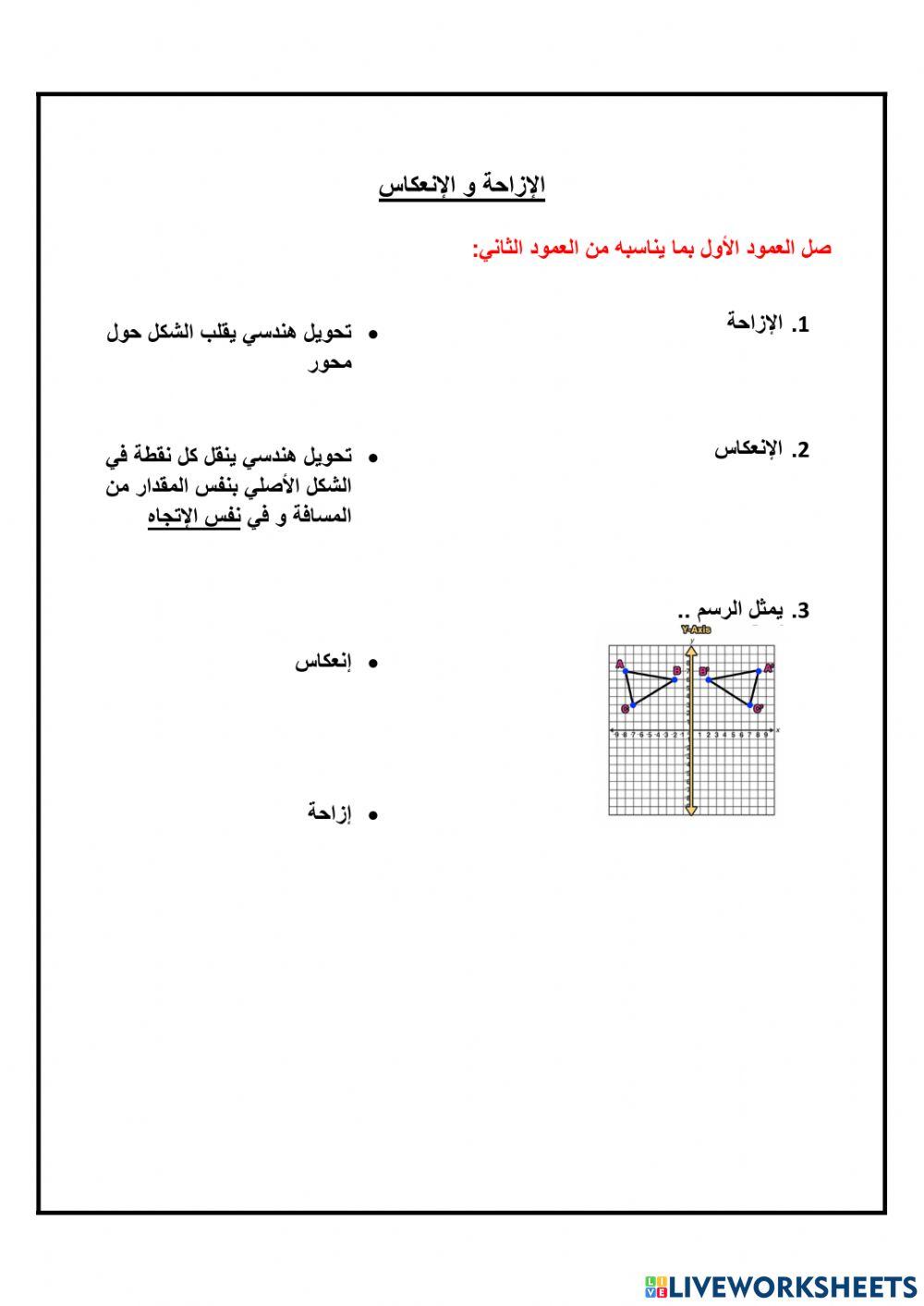 الإزاحة و الإنعكاس