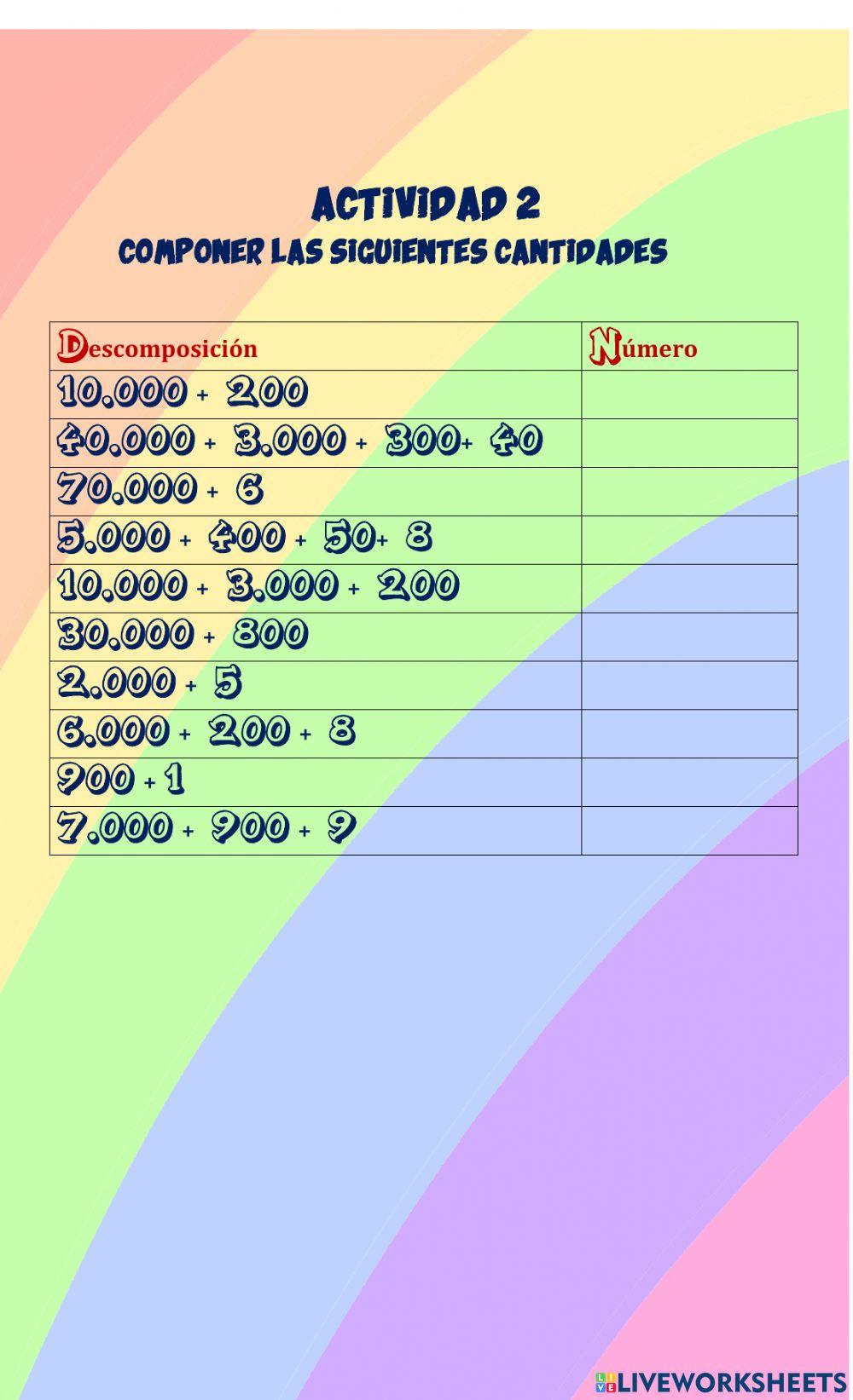 Descomposición de números