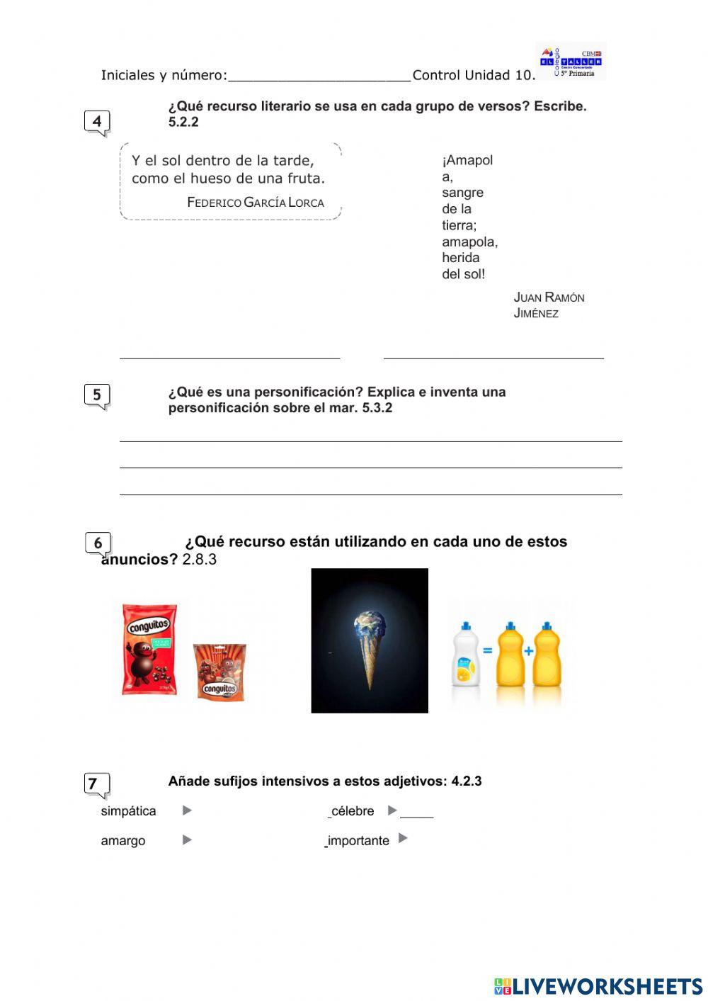 Control Unidad 10 Lengua