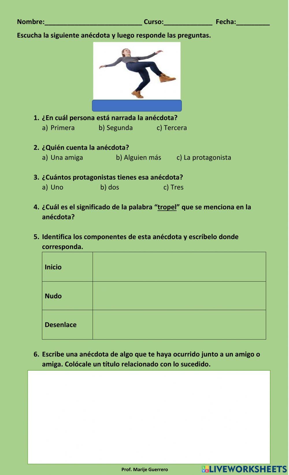 Anécdota. Comprensión Oral