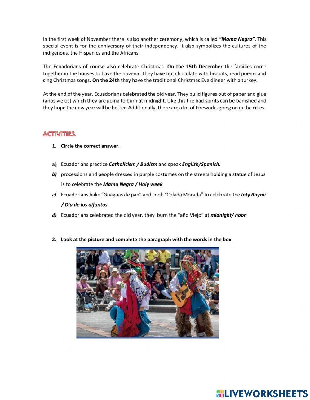 Traditions in ecuador