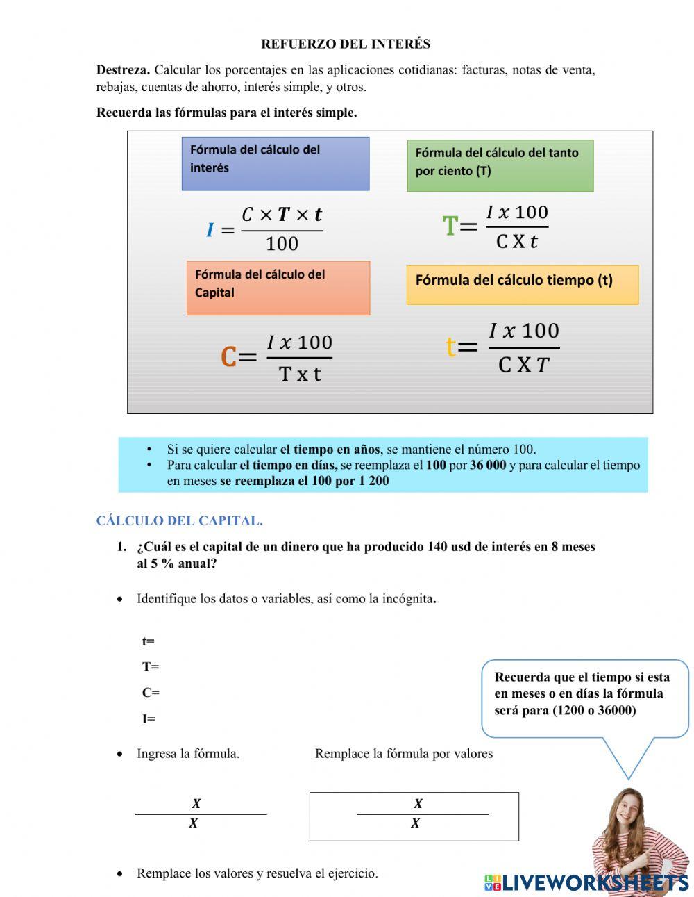 Ejercicios sobre el interés