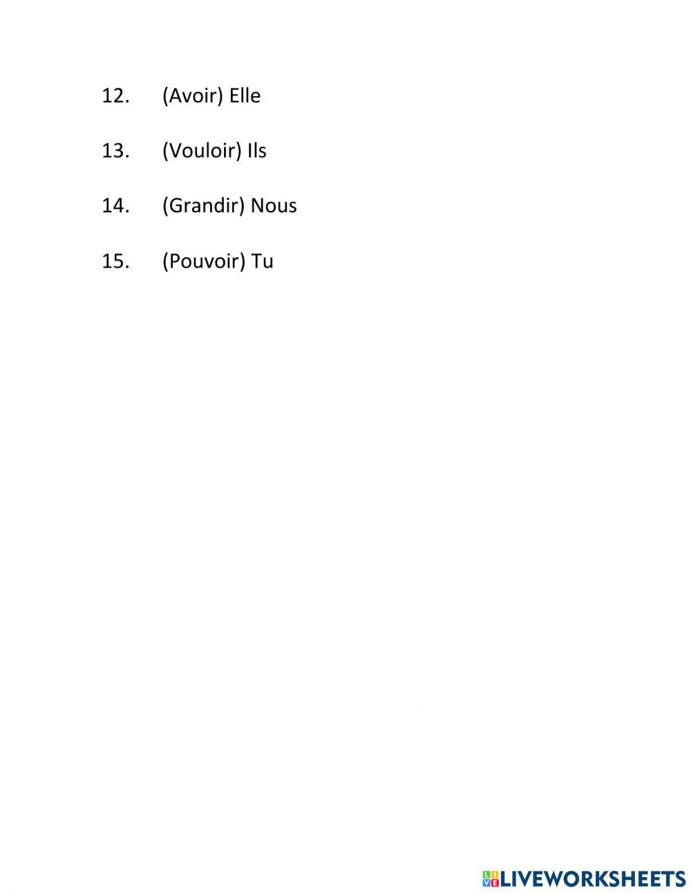 Présent Indicatif (IR)