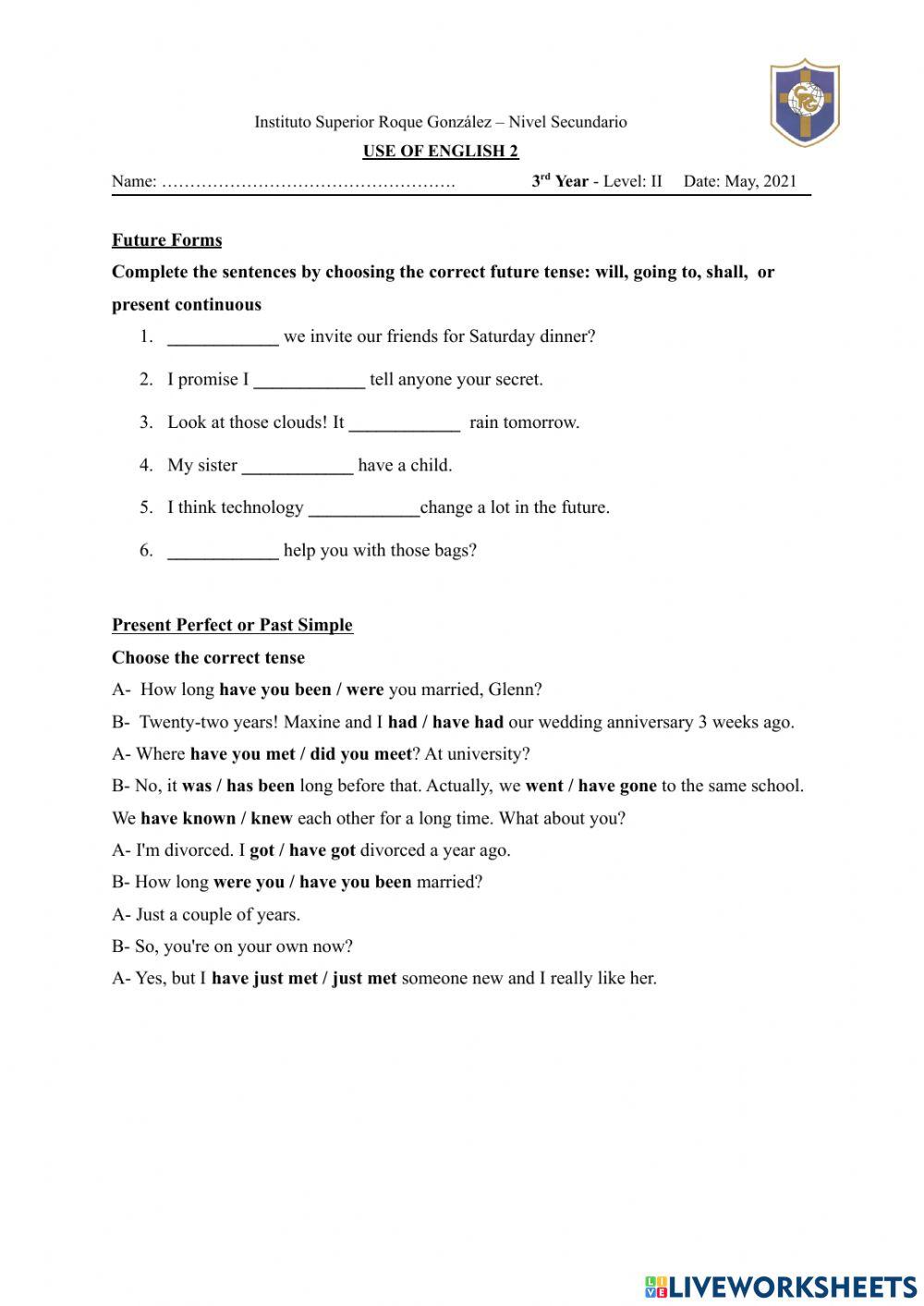 3rd year - Use of English 2 - Level II