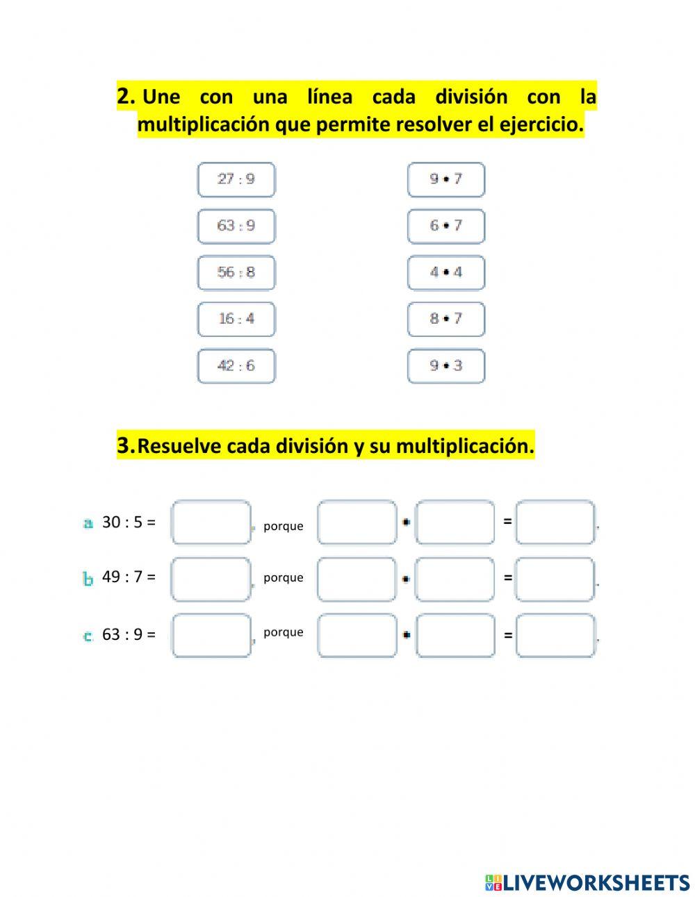 Relación multiplicación y división