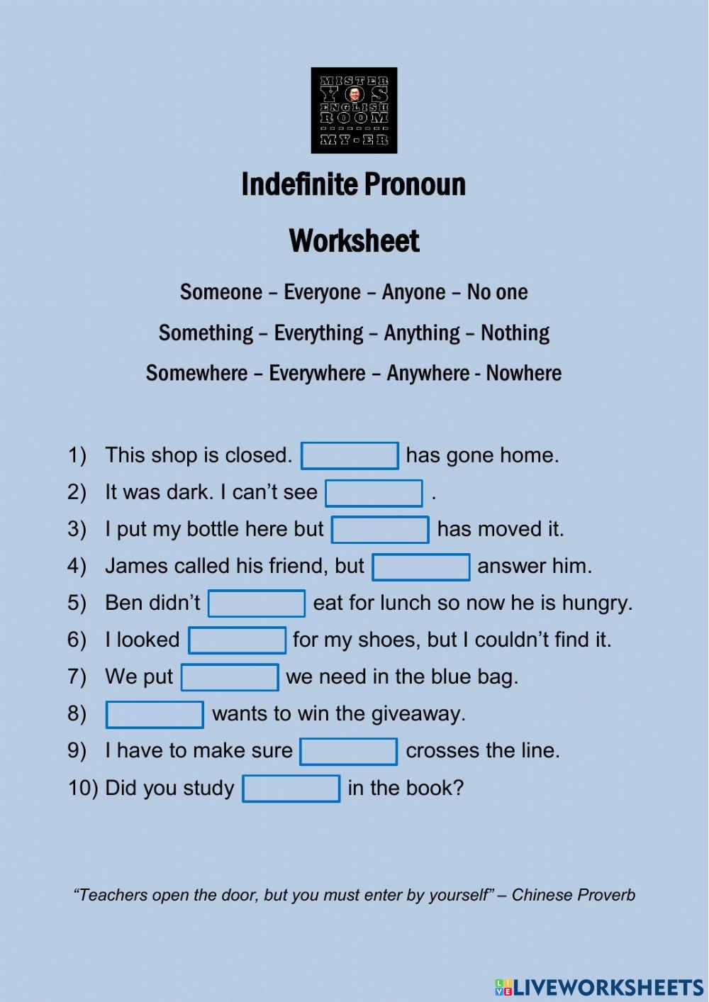 Indefinite Pronouns