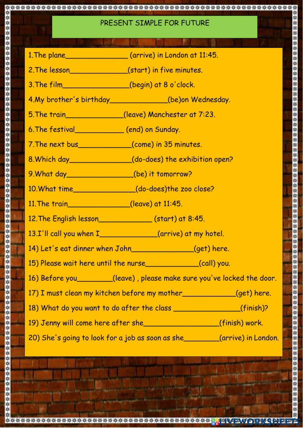 Grammar future simple vs present simple for future