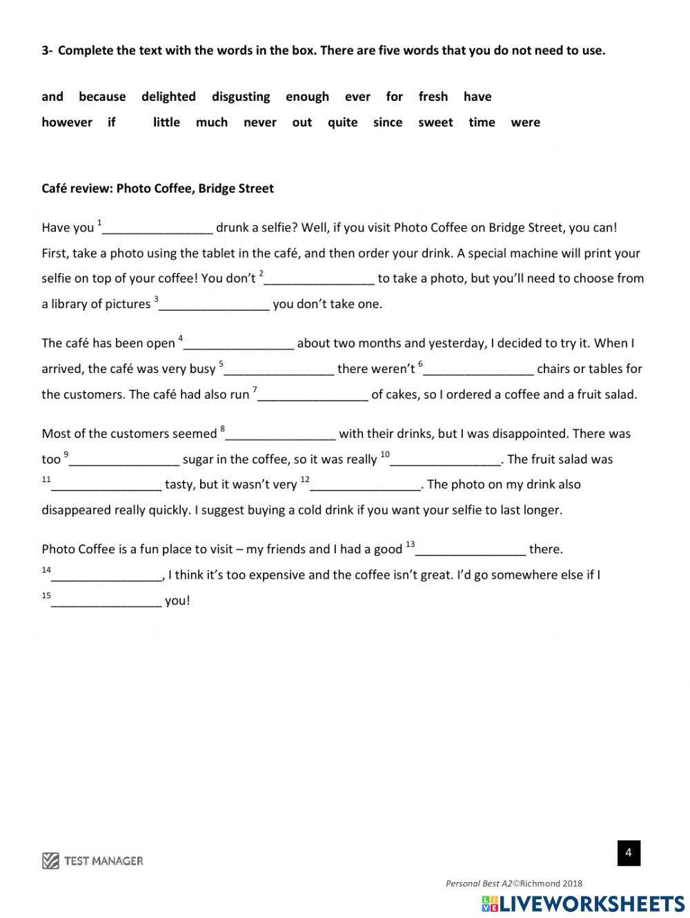 midterm test    Personal Best B1 units 7,8 - 9