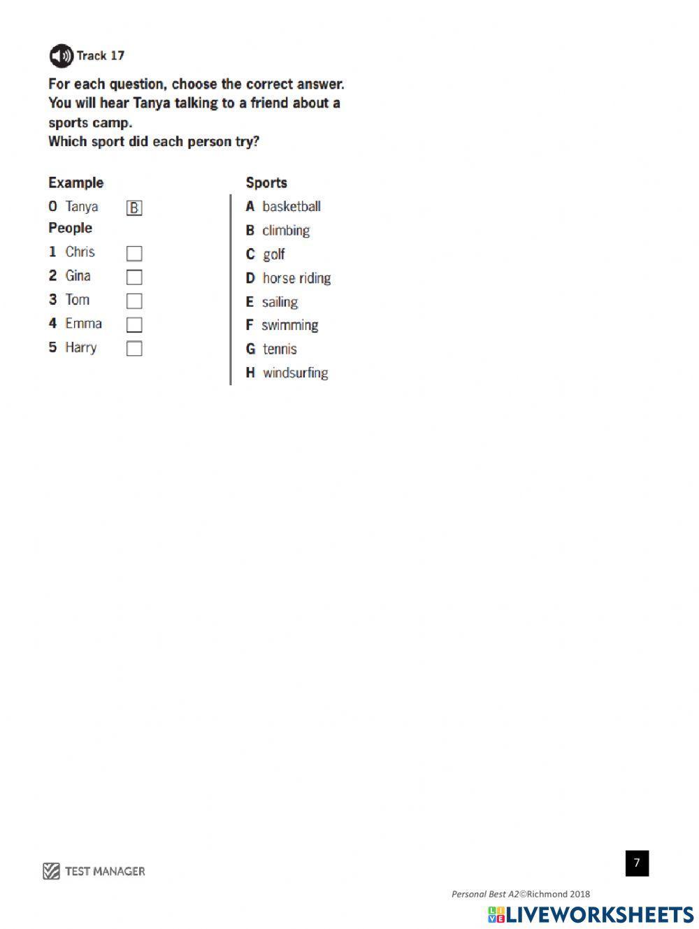 midterm test    Personal Best B1 units 7,8 - 9