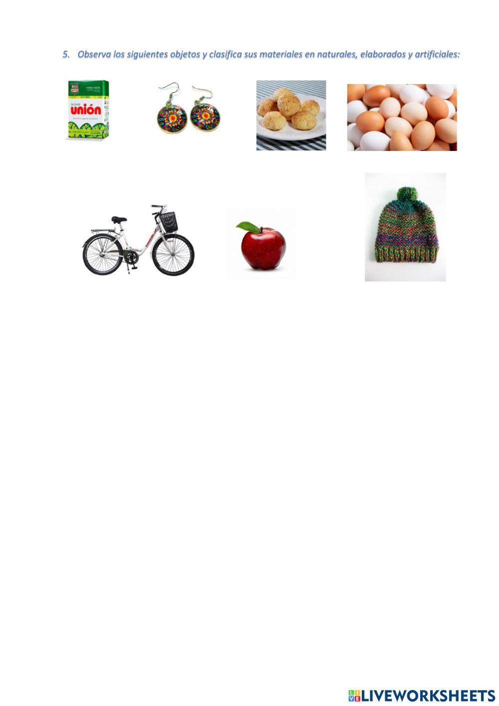 Materiales naturales, elaborados y artificiales