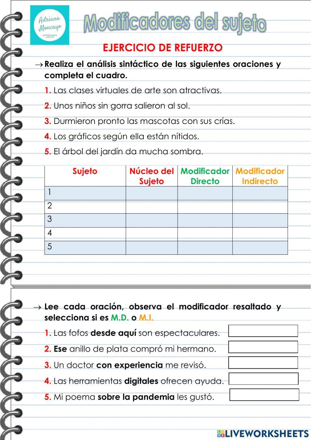Modificadores del Sujeto