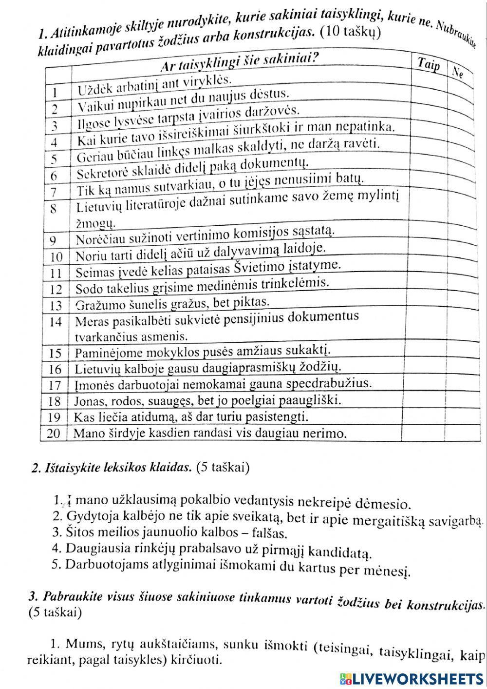 Kalbos pamokos užduotis