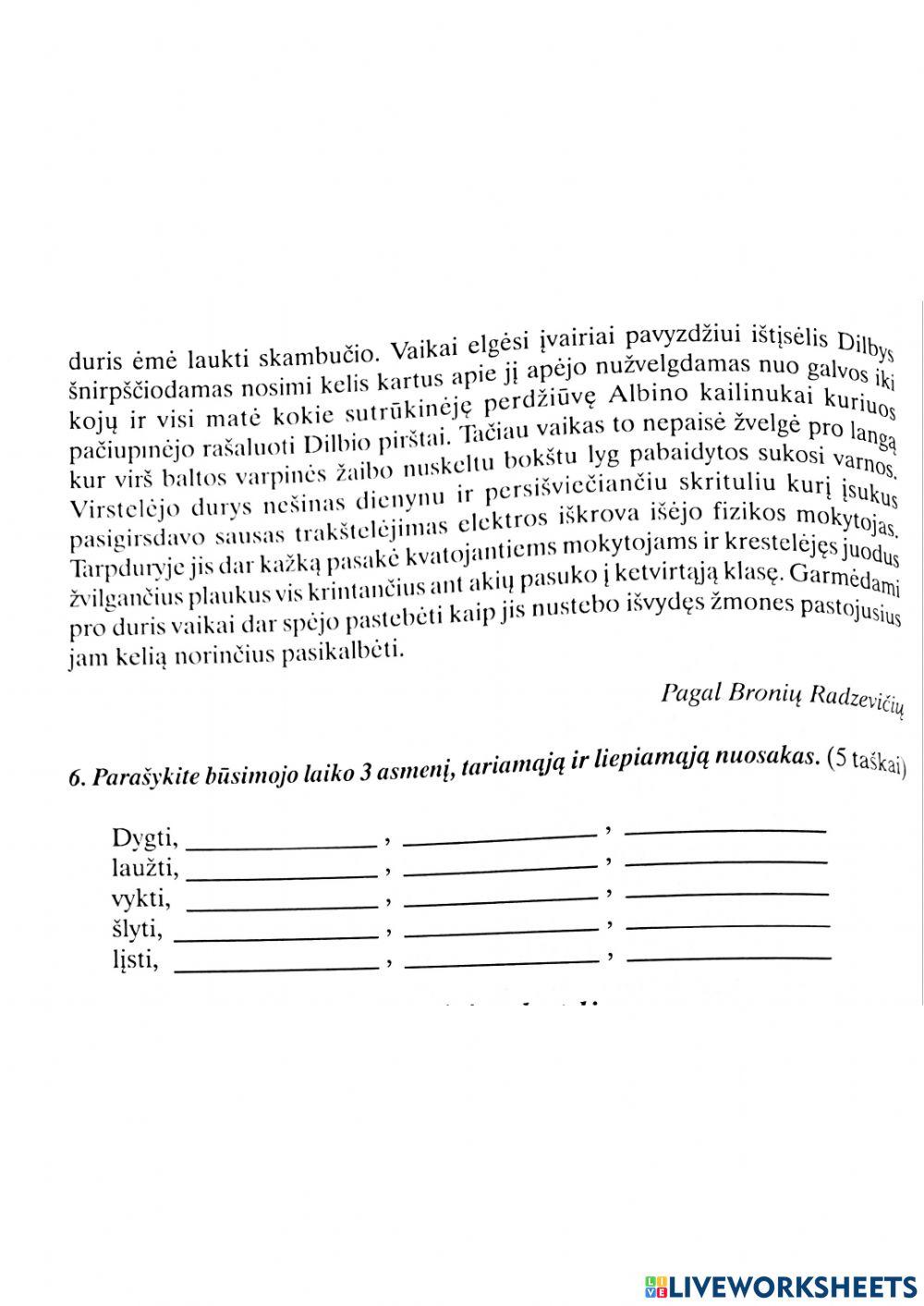 Kalbos pamokos užduotis