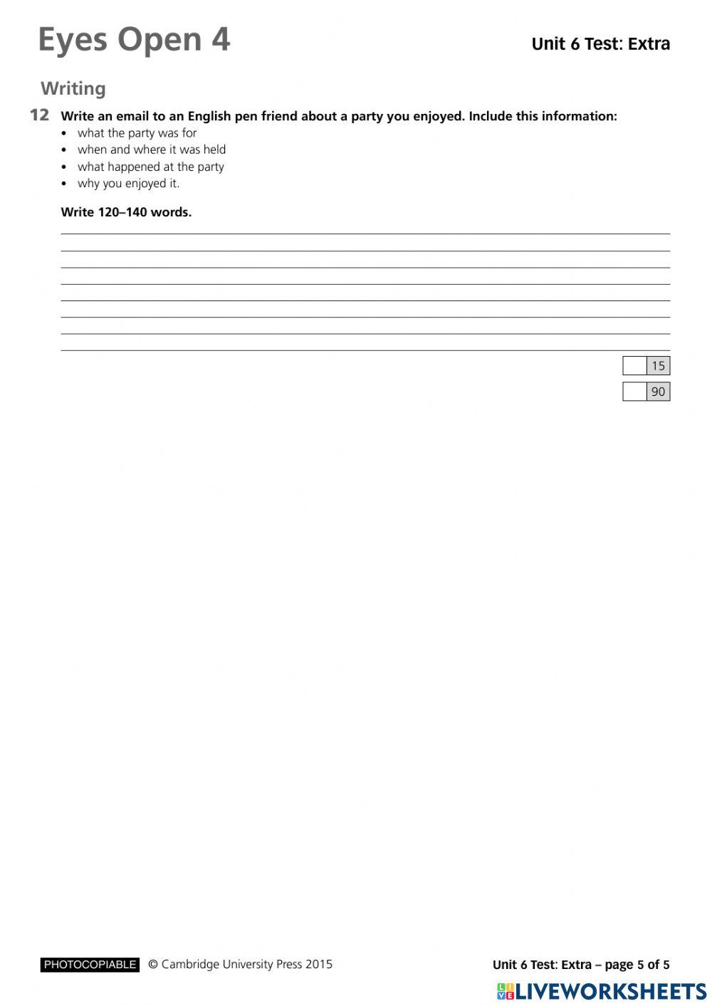 Eyes Open 4, Unit 6 Vocabulary-Grammar test