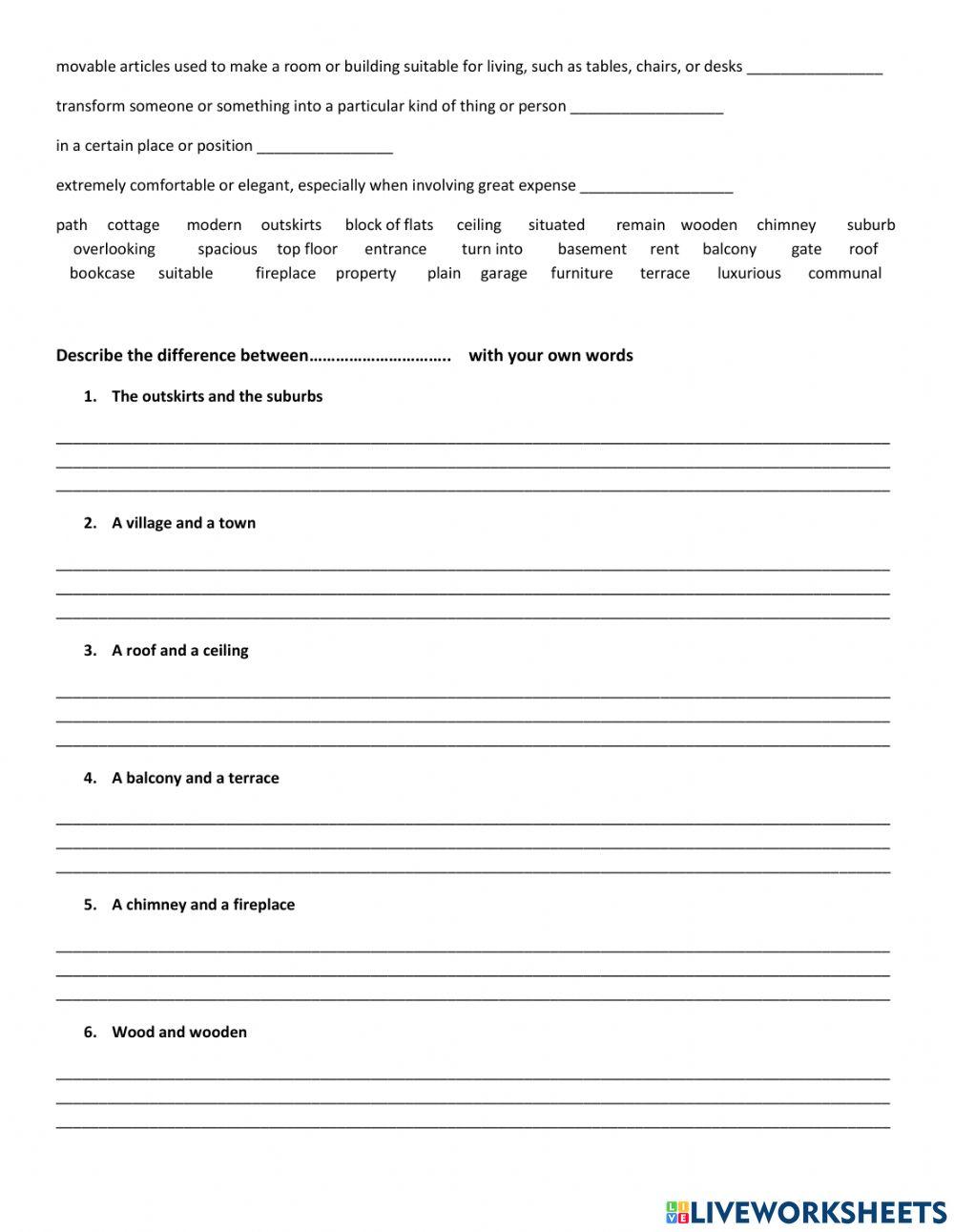 Vocabulary quiz ideal home