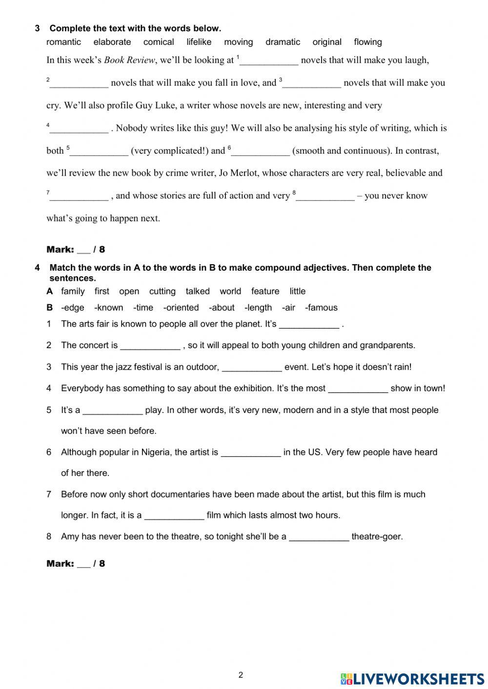 Grammar and Vocabulary Test-Unit 10
