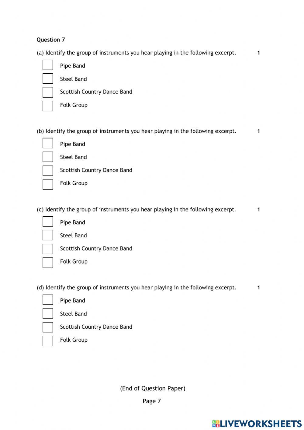 World Music Assessment
