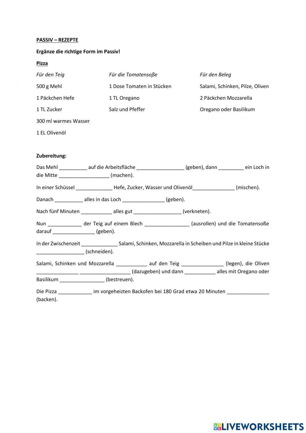 Pizza - Rezept - Passiv