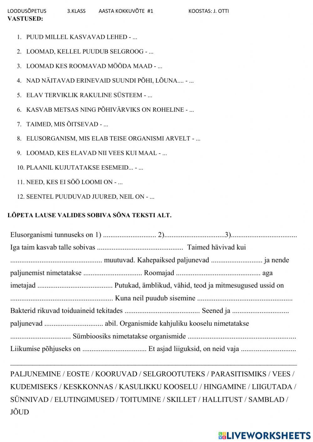 Loodusõpetus -aasta kokkuvõte