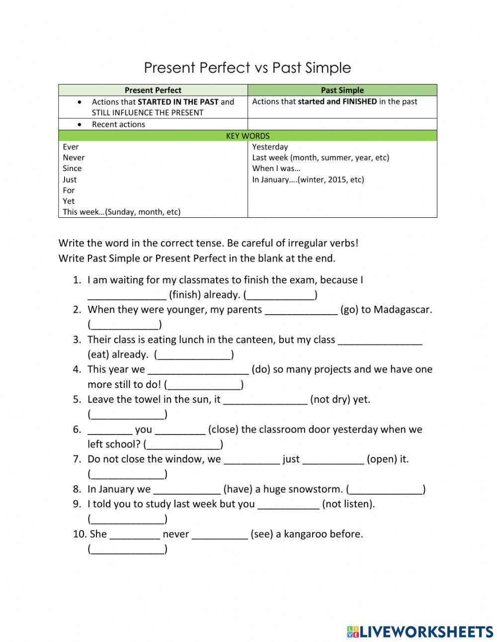 Present Perfect vs Past Simple 1