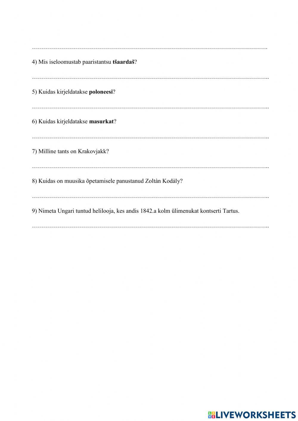 Ungari ja Poola muusika kokkuvõte