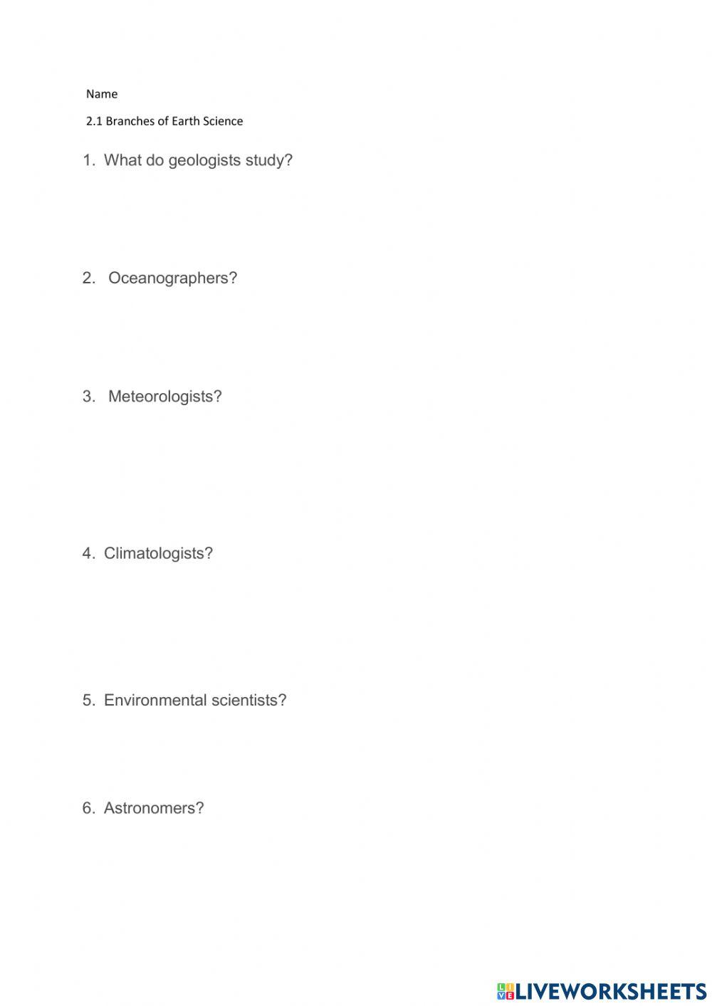 Branches of Earth Science