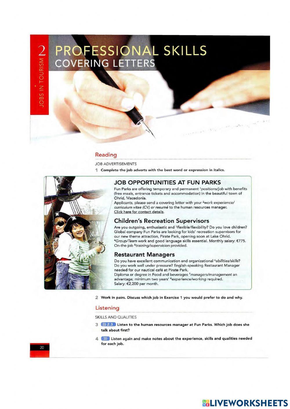 Professional skills - covering letters