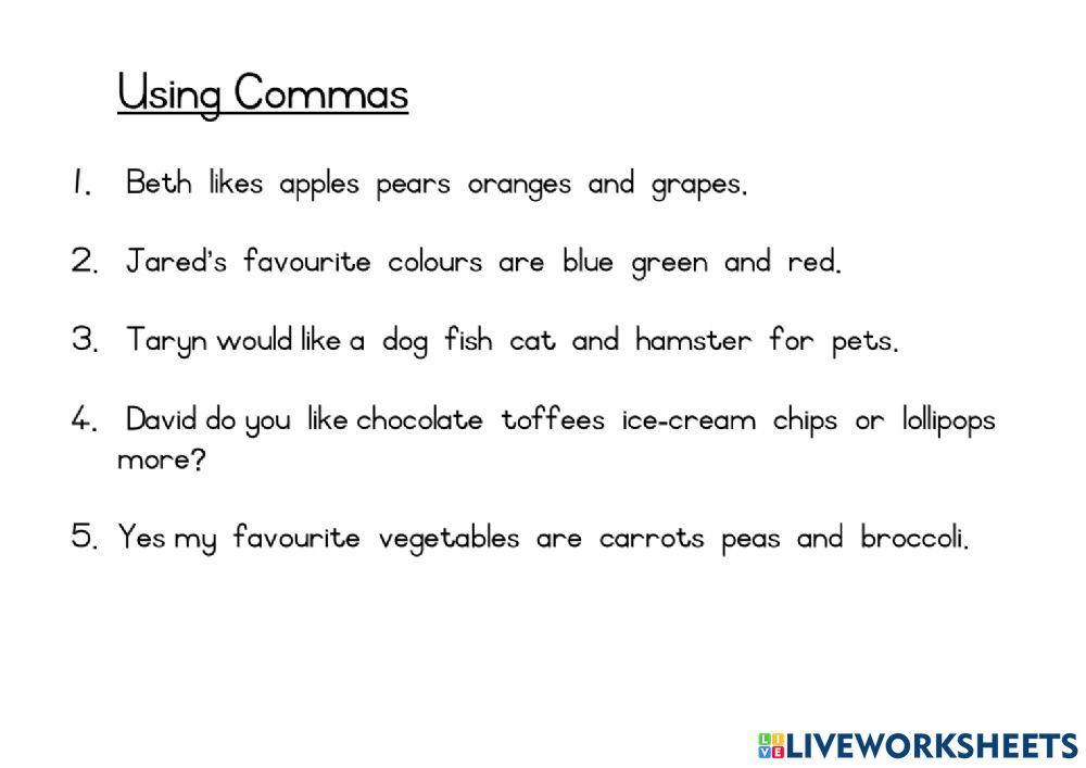 Using comma's for Grade 1 (SA)