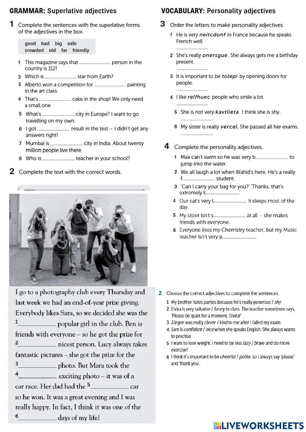 Describing personality and using superlatives