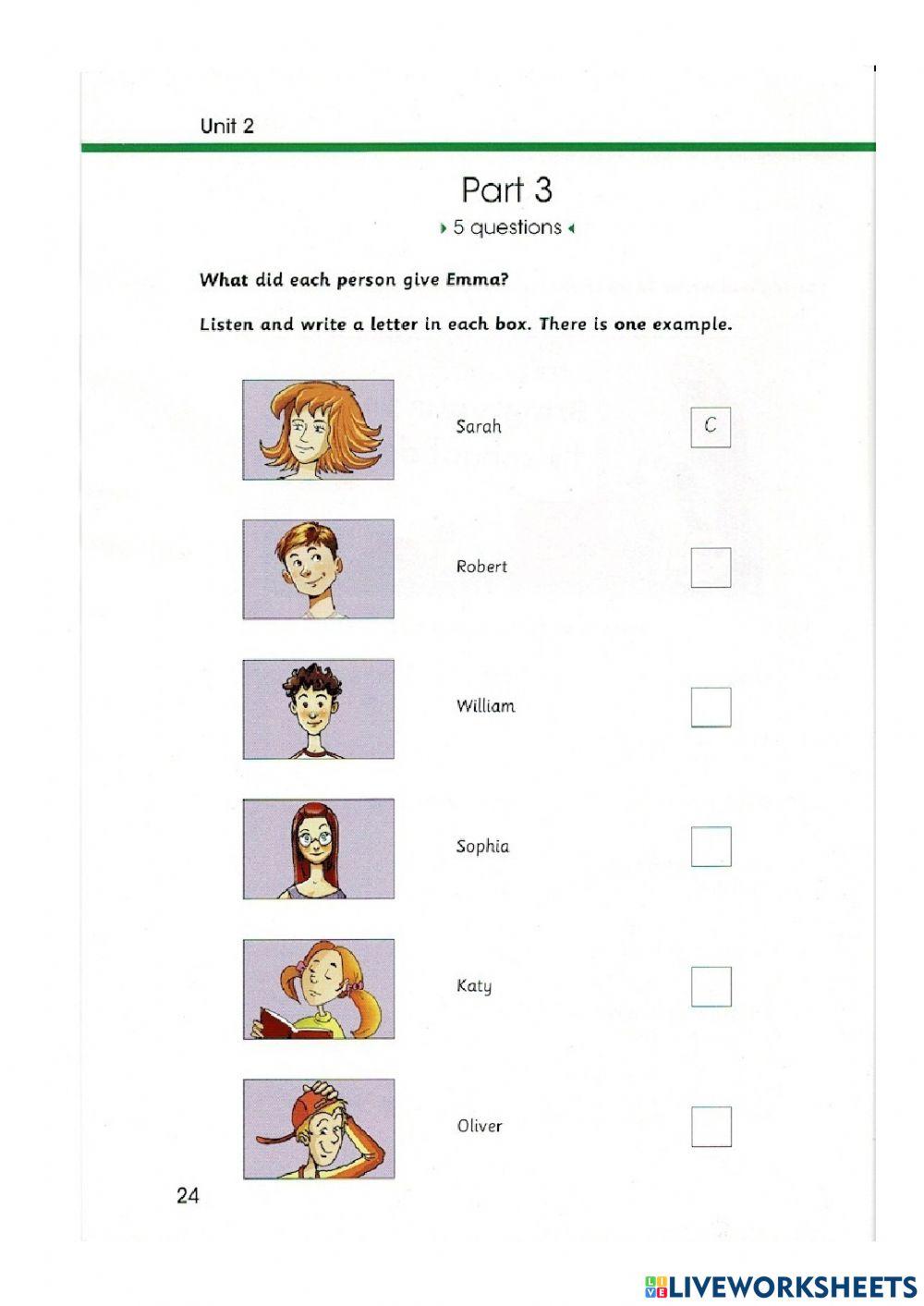 Skills builder Flyers 1  - Unit 2- Listening 