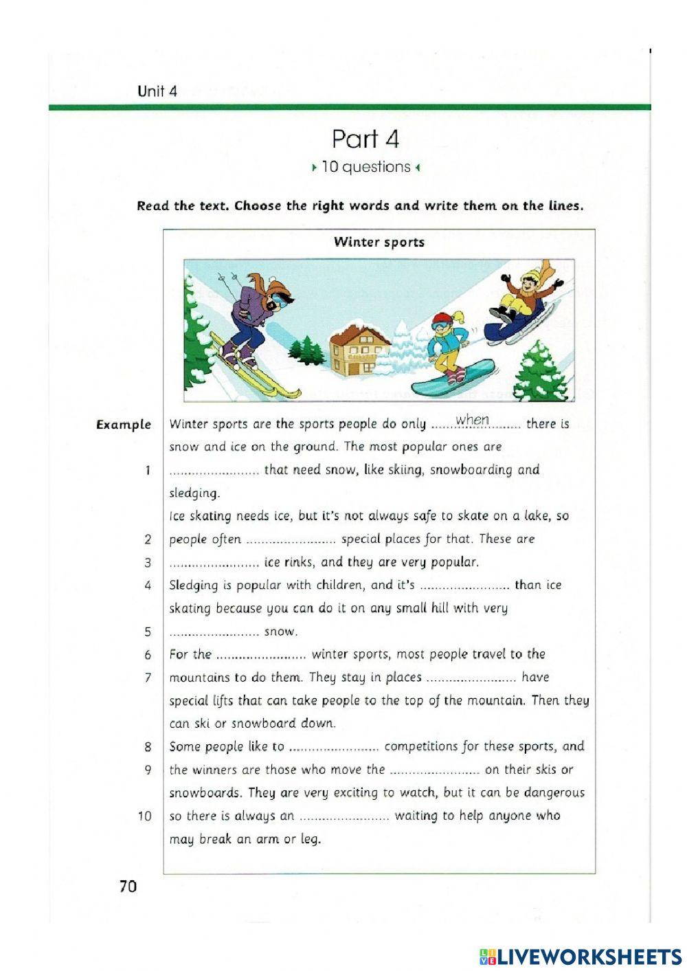 Skills builder Flyers 1  - Unit 4- Reading 2