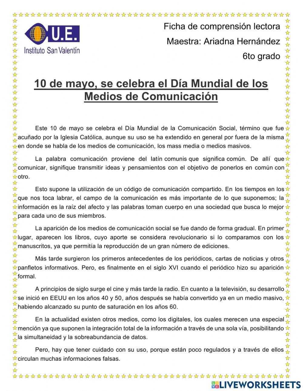 Dia de los medios de comunicación social